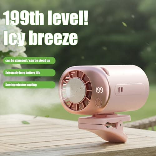 USB Car Clip Cooler Fan with LED Display (Pink) — view 6