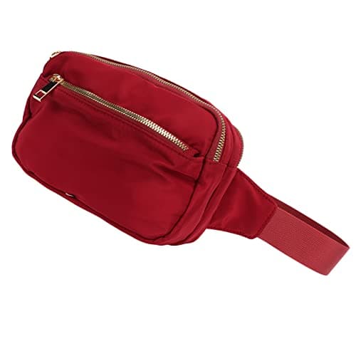 Fashionable Large Capacity Oxford Waist Bag, Hip Bum Chest Bag for Men and Women, Multi Pocket Running Hiking Travel Workout Pack (Burgundy) — view 6
