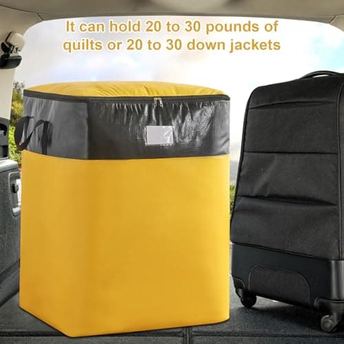 Moving Bags with Label Pockets, Heavy Duty 18-Gallon Storage Bags for Clothes, Waterproof Foldable Packing Organizer for College Students, Holds 15-20 Sweaters (Yellow and black, 50 * 50 * 72cm) — view 6