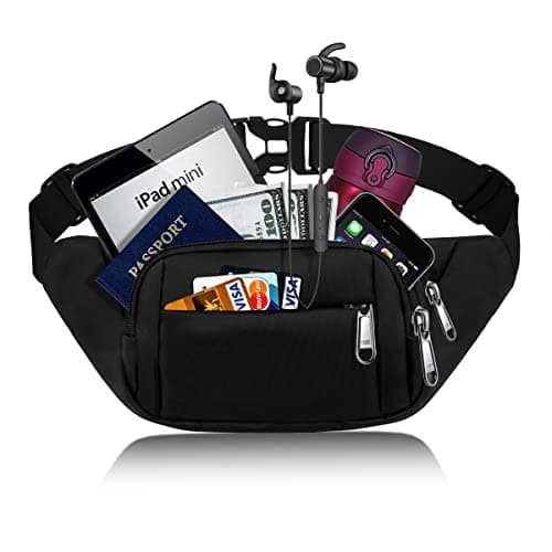 SUPHOSMT 4 Pockets BumBags with 35cm Extended Belt Large Capacity Black — view 2