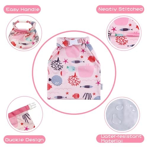 Hisprout Grab and Go Waterproof Washable Reusable Diaper Wet Dry Bag (Pink Fish) — view 2