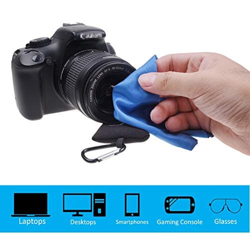 Camkix Cleaning Cloth with Open Bottom Pouch and Carabiner - 4 Pack - Pull Out Microfiber Cloth (7.9" x 7.9") - For Delicate Surfaces and Sensitive Optics - Glasses, Camera Lenses, Gadget Screens — view 2