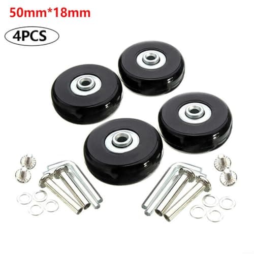 4Pcs 50mm Rubber Suitcase Replacement Wheels with Axles & Screws(50x18MM) — view 2