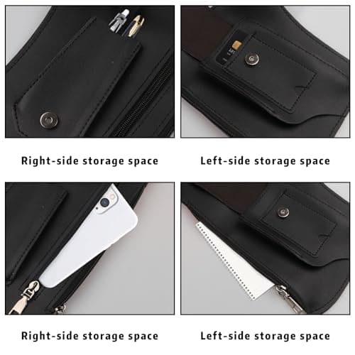 HONMINHUA Underarm Shoulder Bag for Men, Double Shoulder Bag with Adjustable Strap Anti-Theft Backpack Underarm Case, Sentinel Bags, Multi-Pocket Men's Leather Bags for Wallet Pocket Phone(Black) — view 5