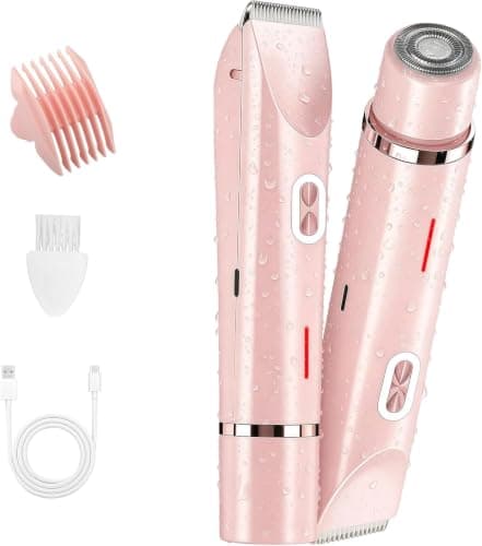 Lumixy Bikini Trimmer Women 2-in-1 Electric Lady Shaver, Pubic Hair Trimmer for Women, Electric Razor for Women, Womens Electric Shaver, Waterproof Wet & Dry, Cordless Rechargeable, Pink — view 2