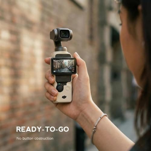TYUANDOUER Protective Case for DJI Osmo Pocket 3 / Xtra Muse Camera, Soft Silicone Cover with 2 Screen & Lens Protectors, Full Body Anti-Scratch Slim Fit Accessories for Pocket 3 (Beige Apricot) — view 3