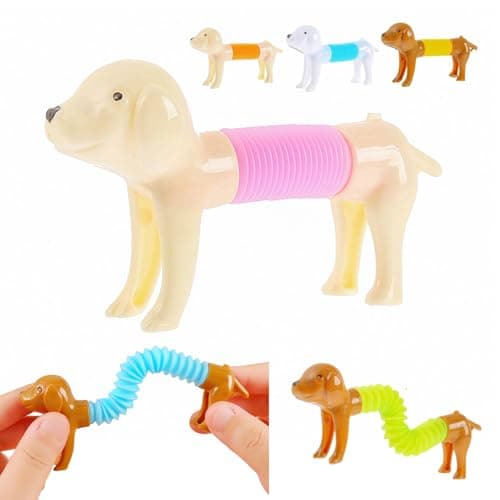 5Pcs Dog Pops Tube Sensory Toys, Telescopic Suction Fidget Toys for Autisms, Toddler Travel & Airplane Activities, Valentines Day Gifts for Kids Easter Basket Stuffers for Boy & Girl Random Color — view 2