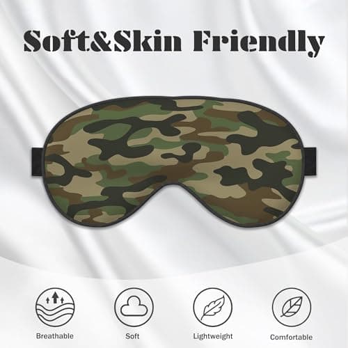 1 Pack Green Camouflage Silk Sleep Mask Ultra Soft Zero Pressure Eye Adjustable Strap,Suitable for Side Sleeping — view 2