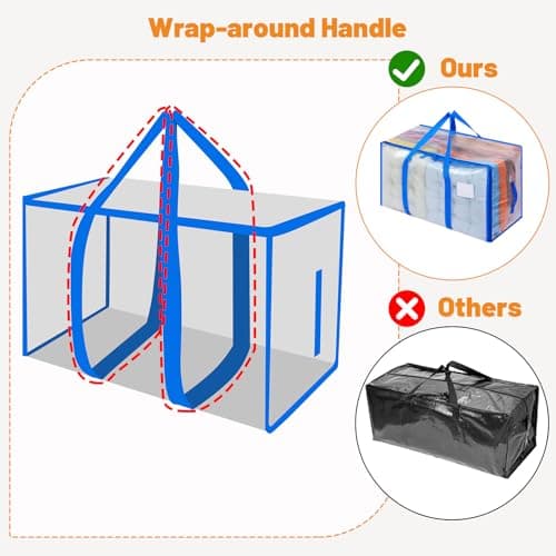 Dntorx 4 Pack 105L Moving Bags Clothes Storage Bags Drom Packing Box, Blue — view 5