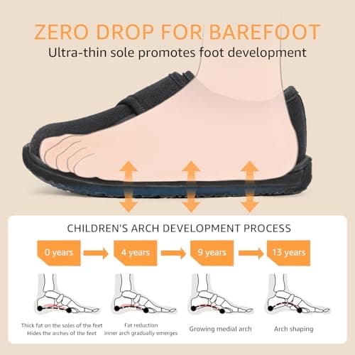 STQ Kids School Shoes Boys Girls Baby Black Plimsolls PE Plimsoles Toddler School Pumps Wide Toe Box Barefoot First Walking Trainers Infant Non-slip Soft Lightweight Minimalist Black Size 9.5 UK Child — view 5