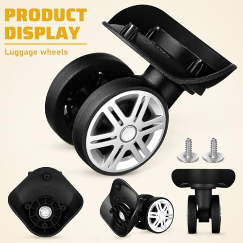 4 Pcs Universal Luggage Replacement Wheels for Suitcases, Black ABS — view 5