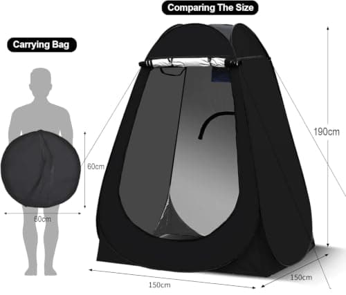 LEMROE Pop Up Tent Portable Privacy Shelter for Camping Shower 150CM Black — view 2