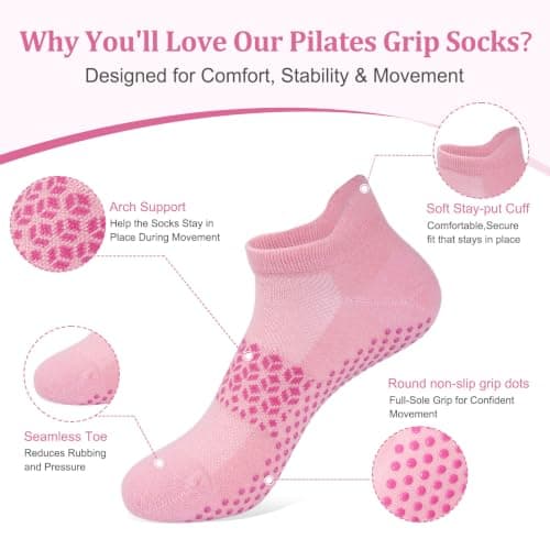 Toes Home Pilates Grip Socks for Women 4-7, Yoga Non Slip Grippy Socks — view 4
