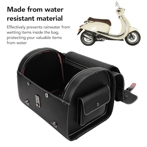 Tbest 29.5L Motorcycle Tail Bag Universal Rear Luggage with Combination Lock for Scooters Electric Bikes Helmet Storage Black Brown (Black) — view 2