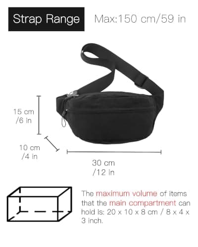 Bum Bag Women Crossbody Belt Bag, Water Resistant Nylon Sling Fanny Pack — view 5