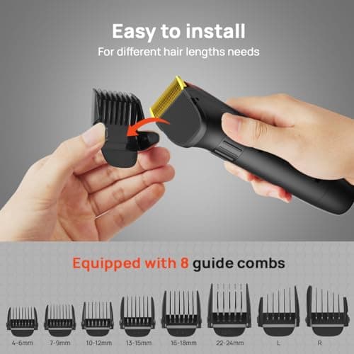 2000mAh Hair Clippers Men Cordless 4 Hours Long Running Time, Professional Hair Clipper, Low Battery Reminder, Travel Lock, Beard Trimmer Kit with 8 Limit Combs Shavers Men Waterproof — view 4