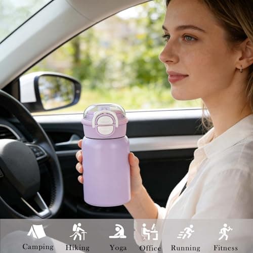 YiZhou Insulated Travel Mug, Thermal Coffee Mug – 316 Stainless Steel, Dual-Drink Design, 8H Hot/12H Cold, 400ml, Leak-Proof (Purple) — view 6