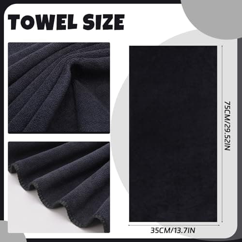 3 Pack Gym Towels Men Small Microfibre Sports Sweat Towels Black — view 6
