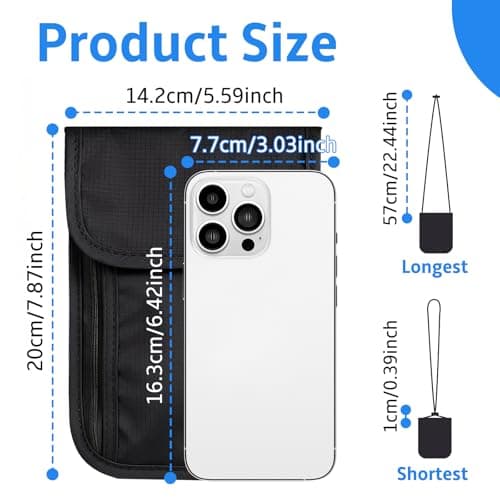 Quelcc Travel Neck Wallet with RFID Blocking, Black Travel Wallet with Adjustable Neck Strap, Travel Document Holder Organiser Bag for Women and Men — view 2