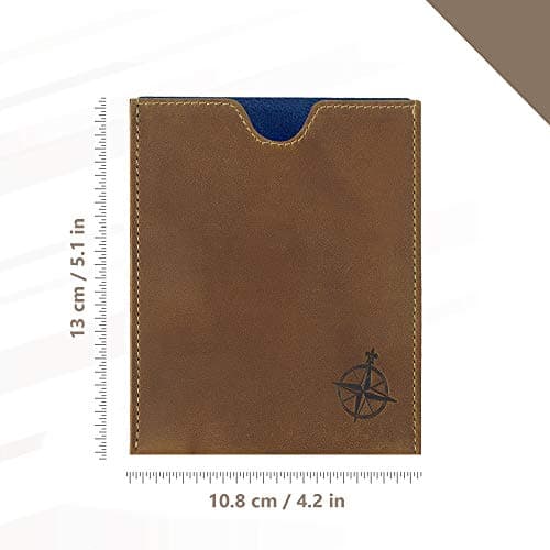 WANDERINGS Leather Passport Holder - Ideal for Travel - Handmade Genuine Leather Wallet with Passport Pocket and Card Slots - RFID Blocking for Security Against Data Theft - 11x13 Cm — view 3