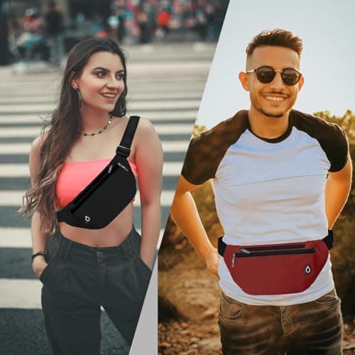 Rosoz Bum Bag, Belt Bag Women's Bum Bag Men's Gifts Sports Hip Bags for Outdoor Travel Running Cycling, red — view 5
