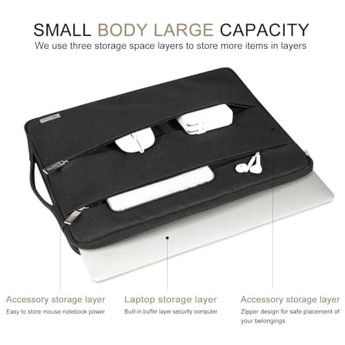 Voova Laptop Sleeve 14-15 Inch, Laptop Case for MacBook Air 15, Black — view 2