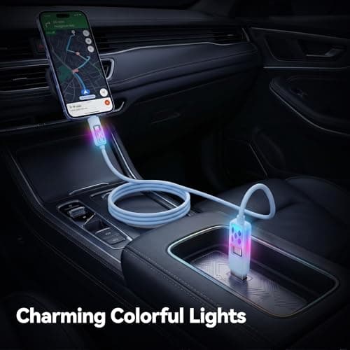 aceyoon 4 in 1 Colorful Charging Cable, 60W Fast Charge Multi Charger Cable with RGB LED Light, USBA/TypeC to TypeC/Lighting Charging Cord for iPhone, Samsung, MacBook Tablets, Laptop — view 5