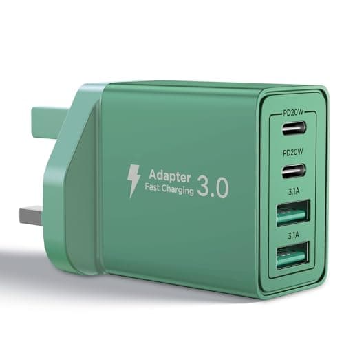 USB C Plug,40W 4-Port Fast USB C Charger Plug Dual Port PD Power Adapter + QC Mains Wall Chargers Type C Charger Plug for iPhone 16 15 14 13 12 Pro Max 8, Samsung