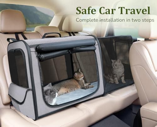 Dog Car Carrier LightWeight 61×45×52cm, Expandable Dog Carrier, Grey — view 4