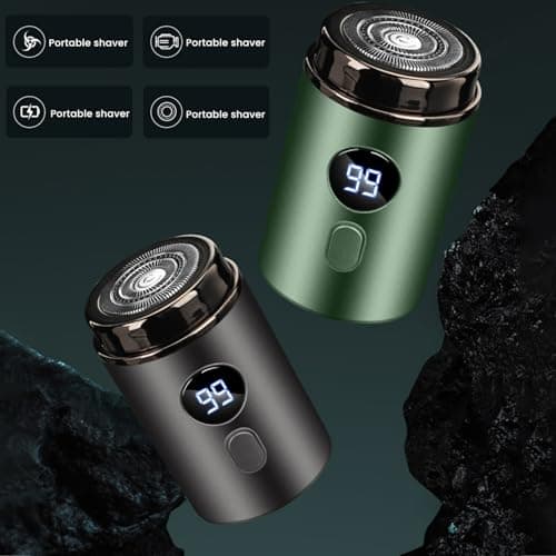 Wet Dry Use Mini Shaver for Men, USB Wireless Shaving Beard Trimmer, Washable Electric Shaver, Rechargeable Portable Razor (Green) — view 3