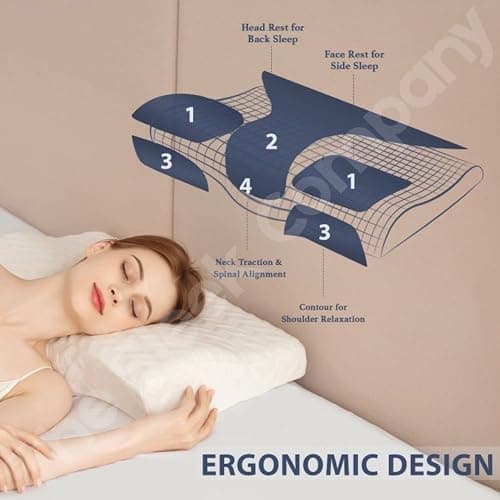 Luxury Small Contour Bamboo Memory Foam Pillow – 35D Firm Foam with Soft 240 GSM Bamboo Jacquard Cover – Ergonomic Pillow for Neck And Shoulder Pain – Best Orthopedic Pillows for All Sleeping position — view 3