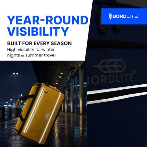 Bordlite 105L Extra Large Travel Bag on Wheels – 30 Inch Water-Resistant Tarp Holdall with 3 Smooth Wheels, Pull Handle & Quick-Access Pocket – Holiday and Storage Luggage, 77x38x36cm, Yellow — view 5