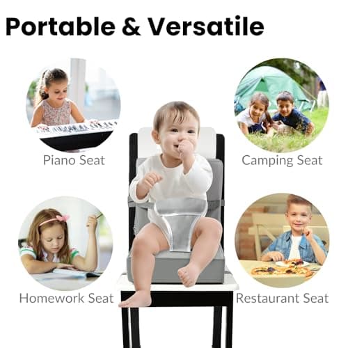 PandaEar Toddler Booster Seat for Dining Table, Portable High Chair Seat, Table Booster Seat for Toddler, Travel Highchair Booster Cushion with Backrest & Adjustable Seat Belt for Kids Child — view 4