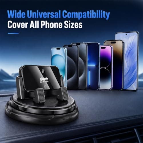 SUJAHHUJIQ Car Phone Holder 360 Degree Rotation, Dashboard Phone Mount with Adjustable Spring Clip, Adjustable Universal Car Phone Mount for Smartphones — view 6