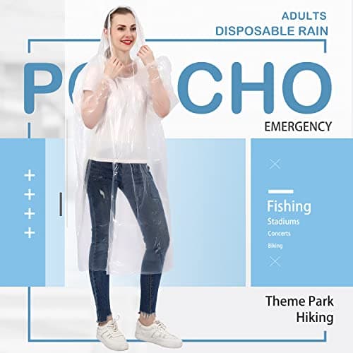 SWOGAA Disposable Rain Ponchos for Adults 6 Pack Extra Thick — view 2