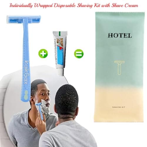 10Pack Luxury Individually Wrapped Hotel Disposable Razors Kit With Shave Cream; Clean and Hygienic; Multipurpose Travel Private Body Razor; Guest Shaving Razor Set for Home Hotel Travel — view 2