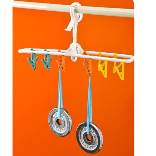 trrcylp Clothes Drying Racks 2 Pack Collapsible Portable Underwear Hangers with 24 Clips Socks 360° Rotatable Hook for Drying Towels Bras Clothes Gloves Plastic White — view 5