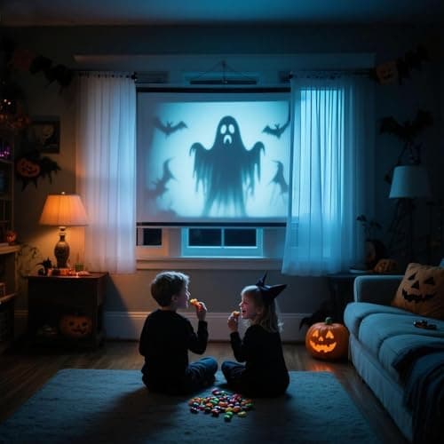 AAJK 120in Rear Projection Screen for Halloween, Portable Window Projector Screen, Holographic Rear Projection Fabric 102.3"×59" for Halloween Videos with Mounting Kit — view 6