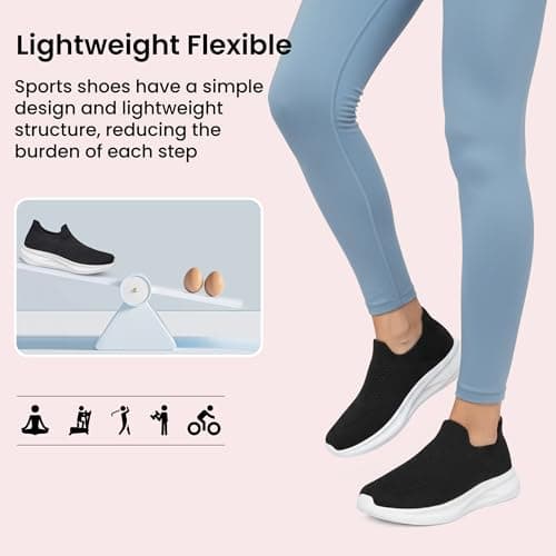 Raoendis Women Slip on Trainers Ladies Running Shoes Sport Walking Sneakers, Lightweight Comfortable Breathable Mesh Shoes Fashion Outdoor Black White Size 3.5 — view 6