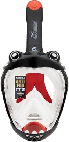 Cressi Kiddy Kids Full Face Snorkel Mask - Kids Snorkel Set with CO2-Safe Exhalation Valve - Soft Silicone Skirt & Swimming Mask Comfort - Family Owned Scuba Diving Equipment - Black/Clear/Red — view 2