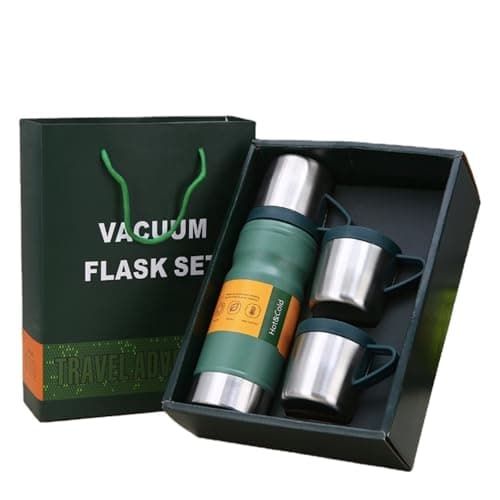 COZYHOMEWARE Stainless Steel Vacuum Flask Travel Set, Green