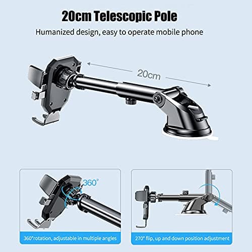 Bnimtm Car Phone Holder 4 in 1 Universal Car Phone Mount Cradle Super Stable for Dashboard/Windscreen/Air Vent, One Button Release and 360° Rotation for All 4.7 to 6.5 inch Smartphones — view 5
