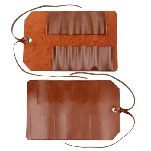 Zilimontt 1Pcs Portable Leather Tool Roll Bag, Multifunction Hardware Wrench Storage, Heavy Duty Waxed Canvas Tool Roll Bag For DIY Enthusiasts (Brown) — view 6