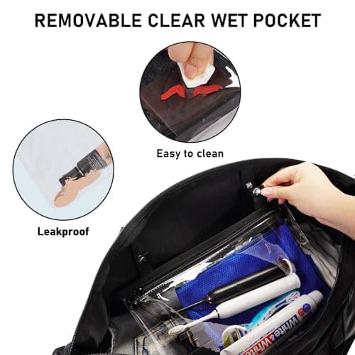 ECOHUB Easyjet 30L Cabin Bag - 45x36x20 Underseat Travel Flight Bag with Foldable Carry On, Removable Wet Pocket, Waterproof Overnight Holdall for Women (Black) — view 4