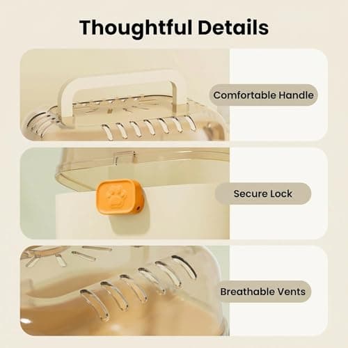 Hamster Carrier Cage with Water Bottle,Transparent PVC Travel Cage for Small Animals,Easy-Carry Escape-Proof Pet Carrier with Great Ventilation for Vet Visit for Golden & Dwarf Hamsters,Sugar Glider — view 3