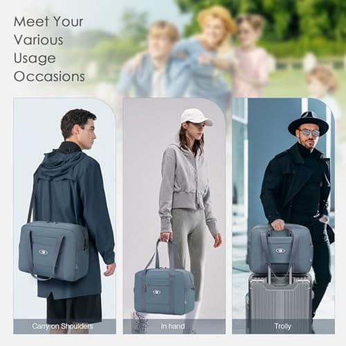 SPAHER for Ryanair Cabin Bags 40x30x20 Underseat Wizzair Carry on Hand Luggage Foldable Travel Duffel Bag 25L Holdall Tote for Women and Men for Travel Overnight Hospital Weekend, Blue — view 5