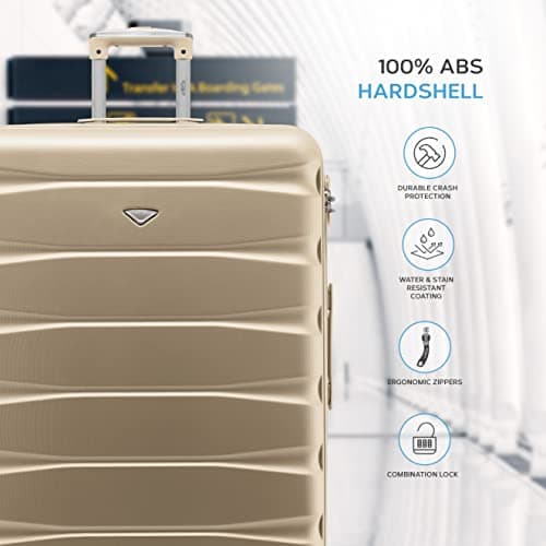 Flight Knight Lightweight 4 Wheel ABS Hard Case Medium Suitcase Approved for Over 100 Airlines Including easyJet, British Airways, Ryanair, Jet2, Emirates & Many More - Check-in Medium Size 25" — view 4
