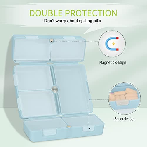FYY 7 Day Pill Organiser, Travel Tablet Box, [Foldable Design] Weekly Medication Case, Portable Daily Supplements Storage Organizer for Vitamins, Cod Liver Oil, Small-Blue — view 4