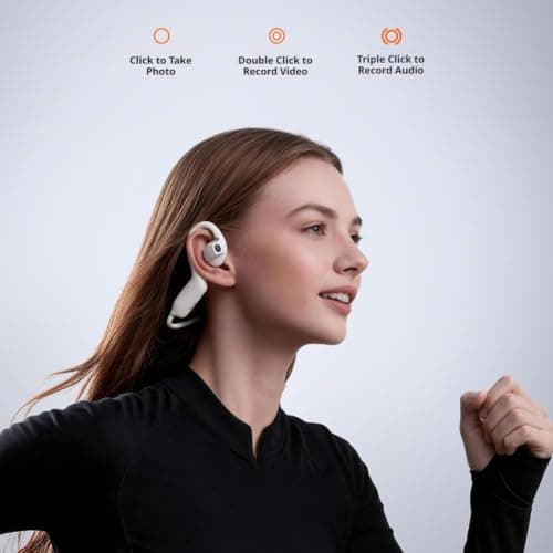 AI Bluetooth Headphones with Camera, Open Ear Wireless Earbuds (Black) — view 6