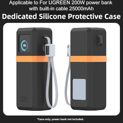 Silicone Protective Case for UGREEN 200W Power Bank | Shockproof Sleeve for 25000mAh Portable Charger with Anti-Slip Grip | Rubber Bumper Cover Skin for External for battery(Gray) — view 3